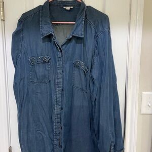 Blue Denim Button-Up Shirt